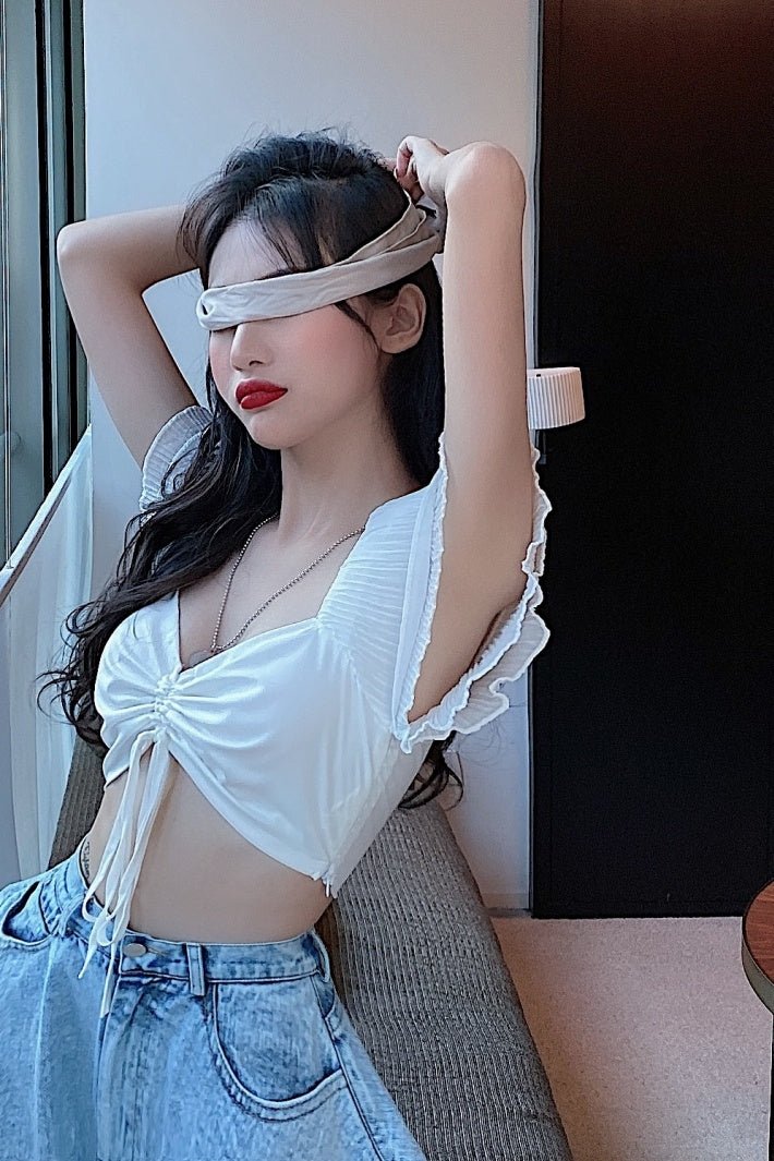 Lotus Leaf Sleeve Crop Top - True Garment