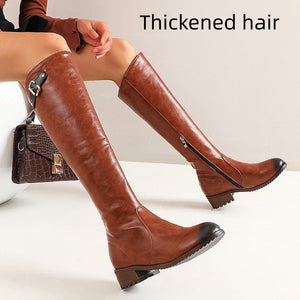 Retro Casual Women's Chunky Heel Knight Boots - True Garment