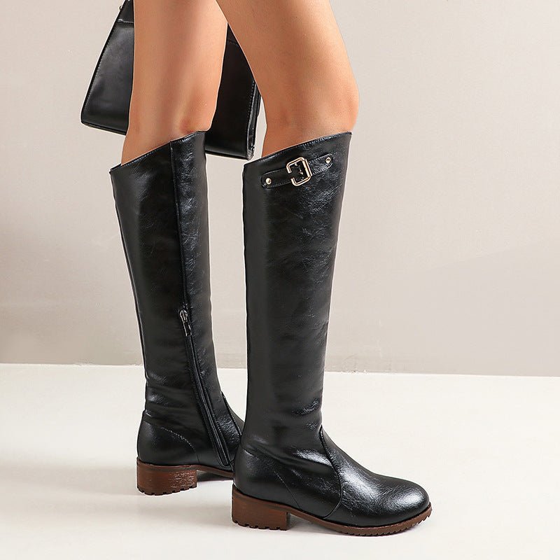Retro Casual Women's Chunky Heel Knight Boots - True Garment