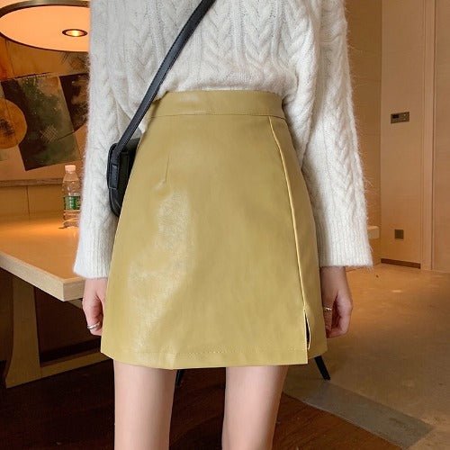 Shiny PU Leather Mini Skirt - True Garment