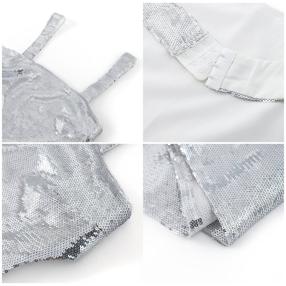 Silver Sequin Halter Dress - True Garment