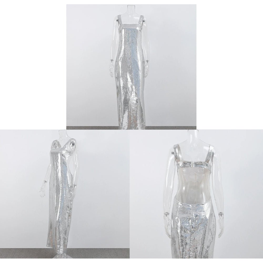 Silver Sequin Halter Dress - True Garment