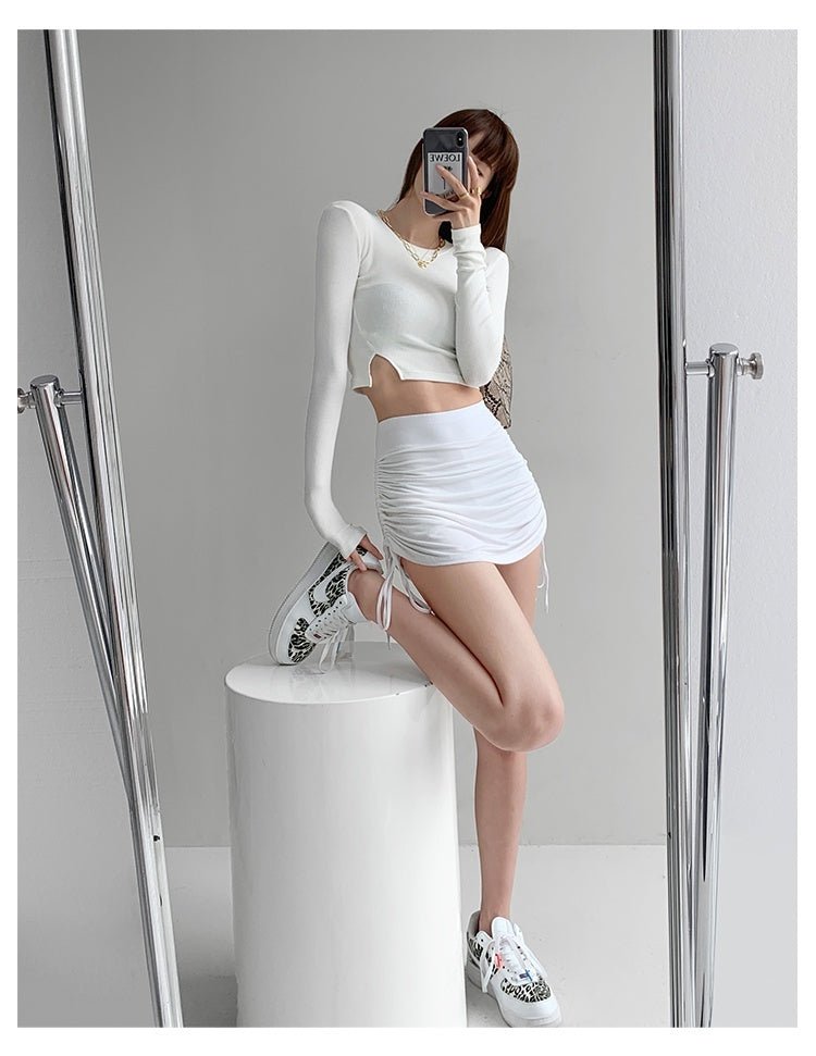 Slim High-Waist Pleated Skirt - True Garment