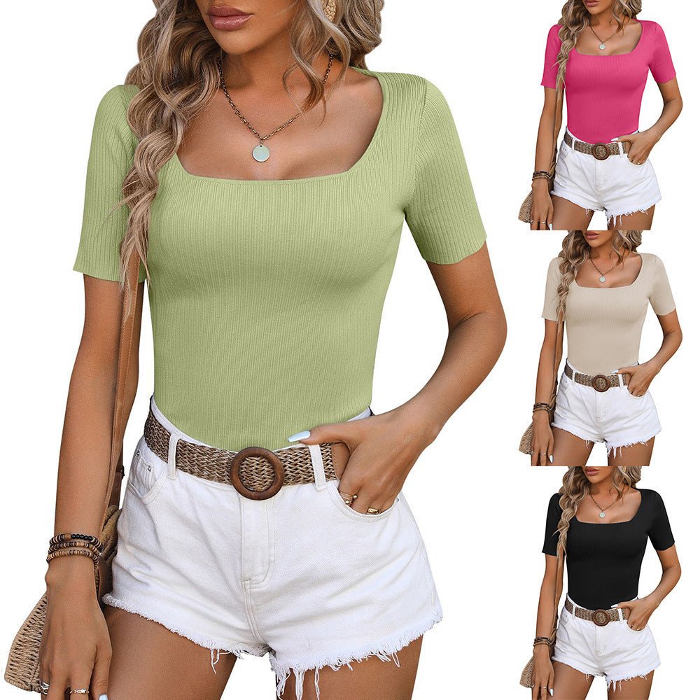 Summer Square-Neck Slim T-Shirt - True Garment