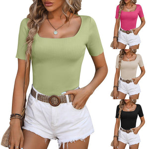 Summer Square-Neck Slim T-Shirt - True Garment