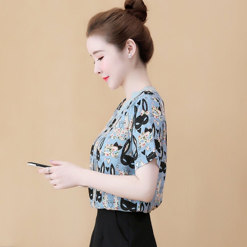 Sweet Chiffon Printed T-Shirt - True Garment