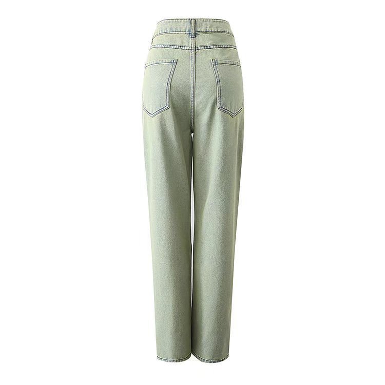 Trendy Green Straight Jeans - True Garment