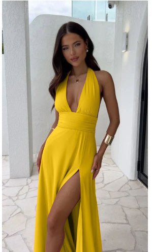 V-Neck Backless Strappy Dress - True Garment