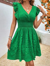 V-neck Pleated Dress - True Garment