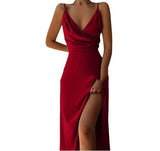 V-Neck Printed Slit Dress - True Garment