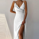 V-Neck Printed Slit Dress - True Garment