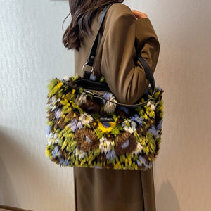 Winter Plush Flower Shoulder Bag - True Garment